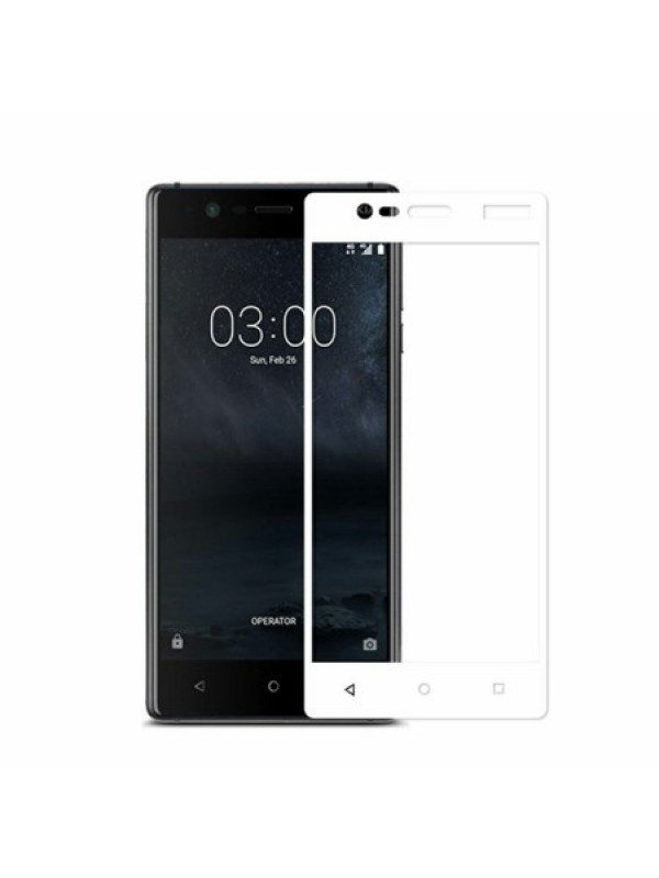 Bufalo Nokia 3 Kavisli 3D Cam Ekran Koruyucu Beyaz