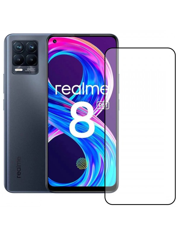 Bufalo Realme 8 / 8 Pro Ekran Koruyucu 5D Temperli Cam Siyah