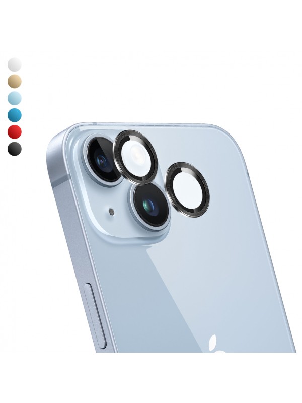 iPhone 14 / 14 Plus Kamera Lens Koruyucu Cam Metal Kenarlı 2li Set