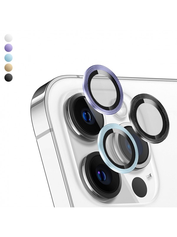 iPhone 14 Pro / 14 Pro Max Kamera Lens Koruyucu Cam Metal Kenarlı 3lü Set