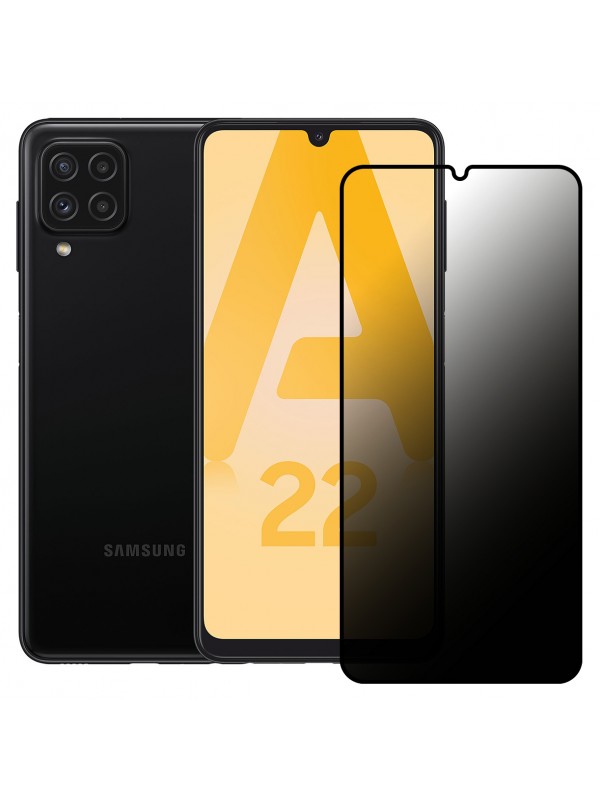 Samsung Galaxy A22 Hayalet Privacy Gizli Cam Ekran Koruyucu Siyah