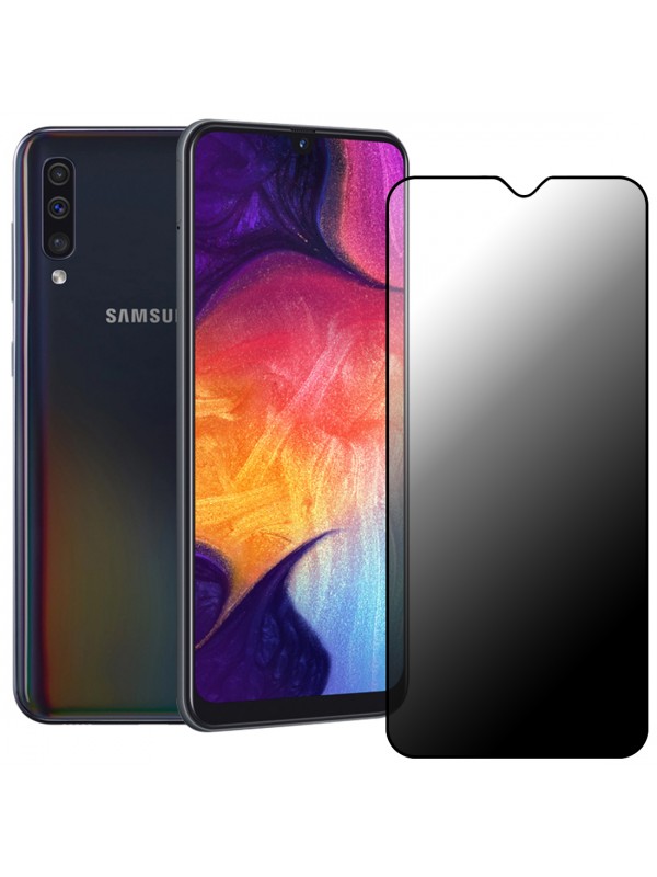 Samsung Galaxy A30 / A50 Hayalet Privacy Gizli Cam Ekran Koruyucu Siyah